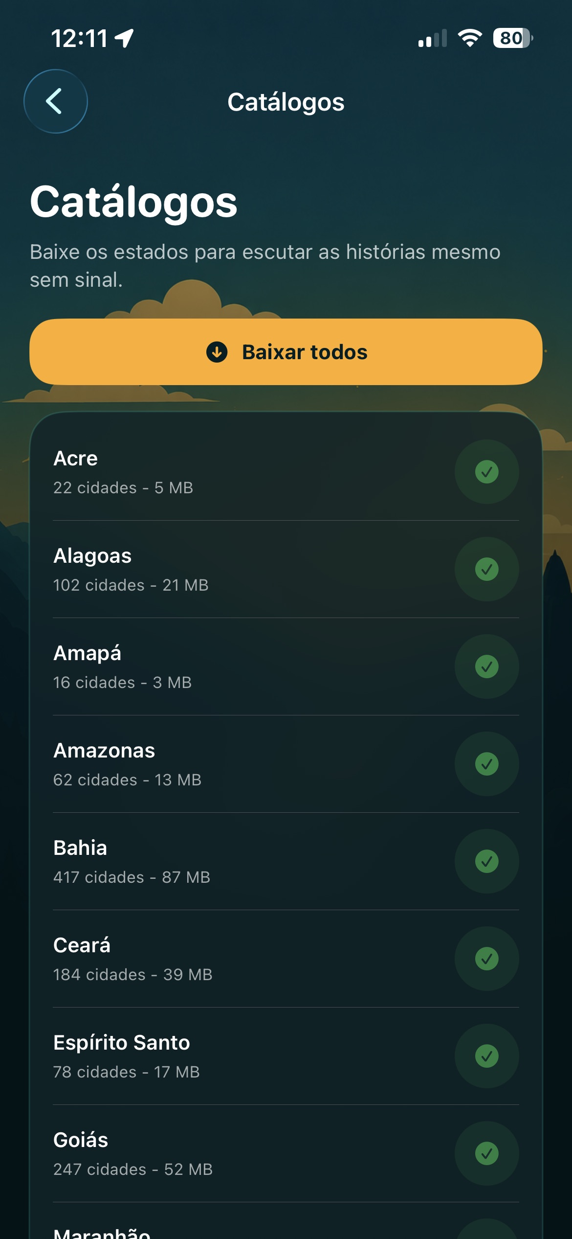 Tela de catálogos